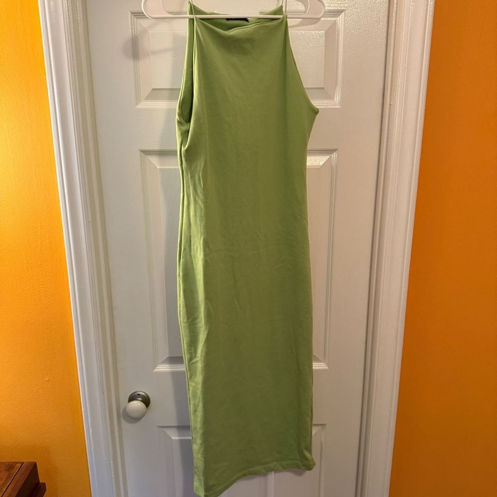 ZARA Light Lime Green Midi Dress – Size Large